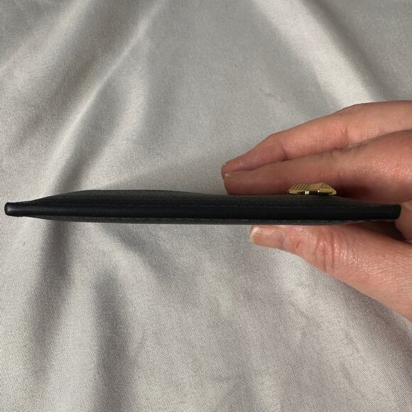 Tiffany & Co Black Leather Card Holder Wallet Gold T Logo Minimalist Luxury - Picture 6 of 11